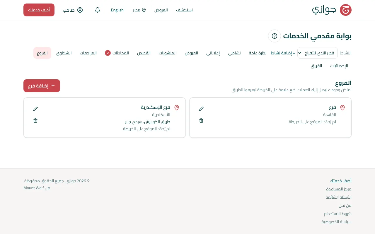 الفروع في البوابة