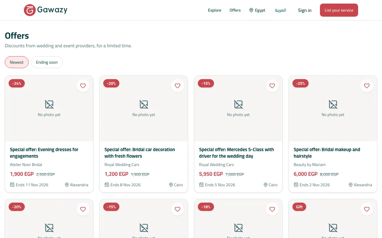The offers page