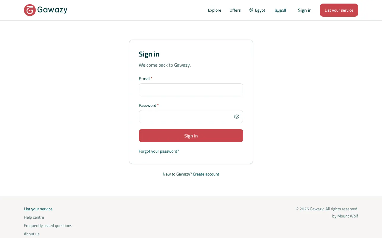 The sign-in page